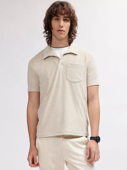 GANT - Men Beige Solid Polo T-Shirt