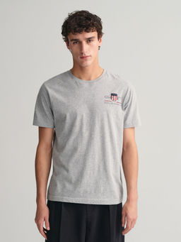 GANT - Men Grey Solid Round Neck Short Sleeves T-shirt