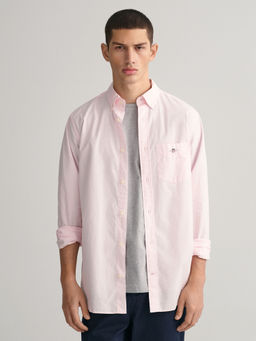 GANT - Men Pink Solid Button-down Collar Full Sleeves Shirt