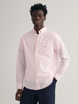 GANT - Men Pink Checked Button-down Collar Full Sleeves Shirt