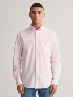 GANT - Men Pink Striped Button-down Collar Full Sleeves Shirt