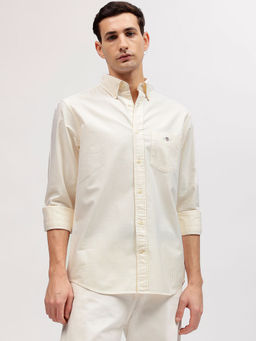 GANT - Men Yellow Striped Button-down Collar Full Sleeves Shirt