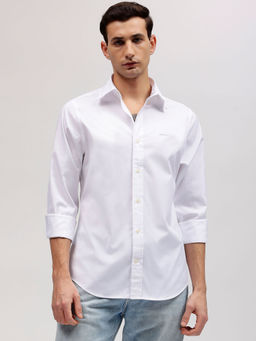 GANT - Men White Solid Button-down Collar Full Sleeves Shirt