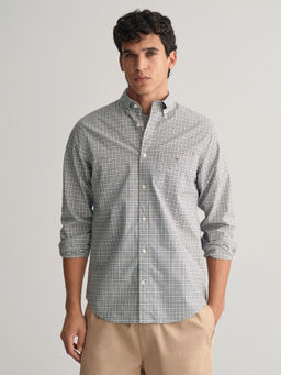 GANT - Men Green Checked Button Down Full Sleeves Shirt