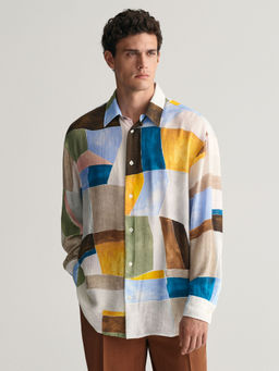 GANT - Men Multi Colour-Blocked Spread Collar Full Sleeves Shirt
