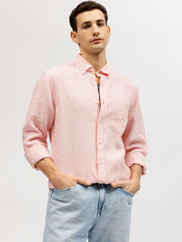 GANT - Men Pink Striped Button-down Collar Full Sleeves Shirt
