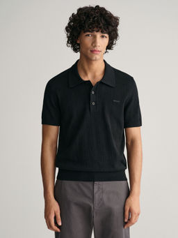GANT - Men Black Solid Polo T-Shirt