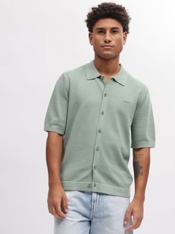 GANT - Men Green Spread Collar Short Sleeves Shirt