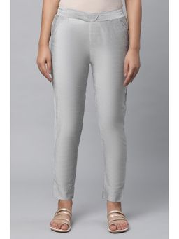 Aurelia - Silver Solid Viscose Pant