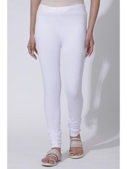 W - Solid White Skinny Fit Cotton Leggings