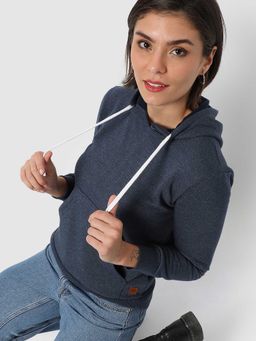 PINACOLADA - Womens Navy Blue Sweatshirt With Hoodie