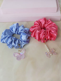 Soho Boho Studio - Pink & Blue Candyfloss Charm Scrunchies (Pack of 2)