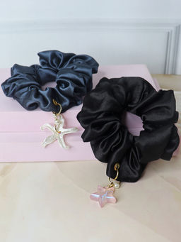 Soho Boho Studio - Black & Blue Celestial Tide Charm Scrunchies (Pack of 2)