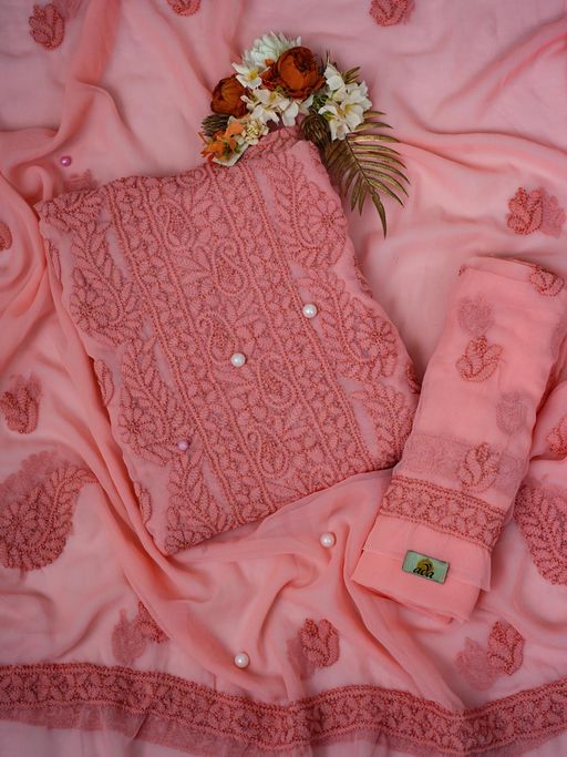 cotton chikankari dress material online Buy chikankari handwoaven dress material online