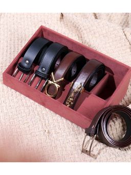 La Trove - Luxury 5 Slot Belt Tapper Tray for Ogranize your Belts - Pink