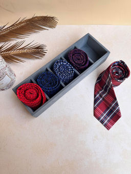 La Trove - Velvet 5 Slot Tie and Pocket Square Organizer Tray Grey