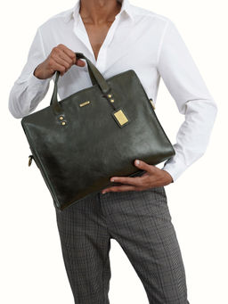 Hidesign - La Plata 03 Green Men's Laptop Bag - (38 X 8 X 30 Cms) (L)