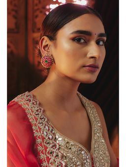 KARISA DESIGNS - Pink Padma Kundan Earring