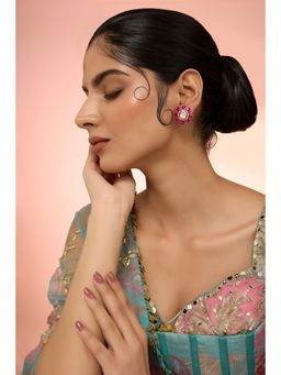 KARISA DESIGNS - Pink Red Floral Earrings