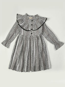 Bella Moda - Girls Fit and Flair Printed Full Sleeve Casual Wear Dress