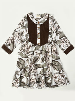 Bella Moda - Girls Fit and Flair Printed Full Sleeve Casual Wear Dress