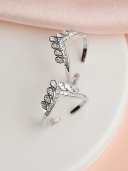 Zavya - Crown Silver Adjustable 925 Silver Toe Ring