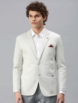 SHOWOFF - Men Off White Textured Single Breasted Blazer