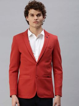 SHOWOFF - Men Rust Solid Single Breasted Blazer