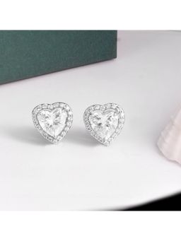 PRATA - Detachable Heart Halo Solitaire White Studs Earrings