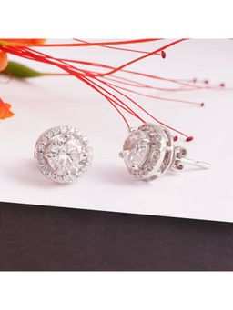 PRATA - Detachable Round Halo Solitaire White Studs Earrings