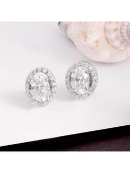 PRATA - Detachable Oval Halo Solitaire White Studs