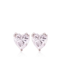 PRATA - 2 Ct Heart Solitaire White Studs Earrings