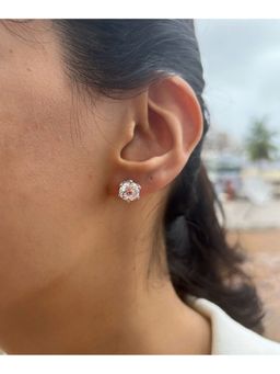 PRATA - 2 Ct Round Solitaire White Studs Earrings