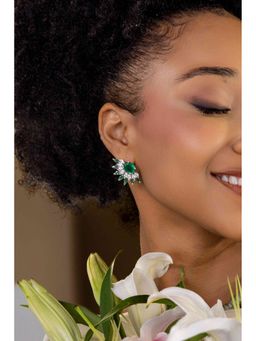 PRATA - Zafira Half Studs Green Earrings