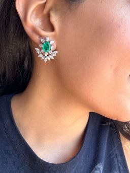 PRATA - Livia Stud Green Earrings