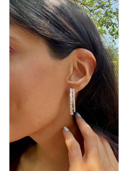 PRATA - Midnight Spark White Hoops Earrings
