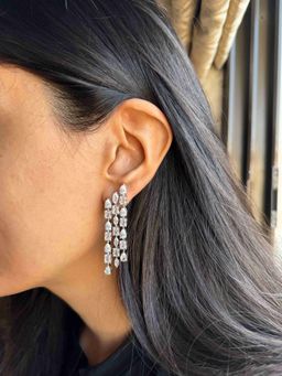PRATA - Glide Dangler White Earrings