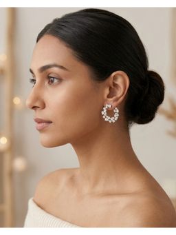 PRATA - Forma Diamond Wrap White Earrings