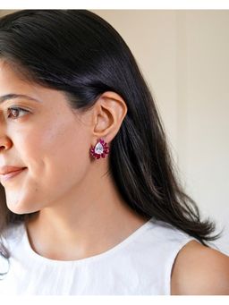 PRATA - Echelon Statement Red Studs Earrings