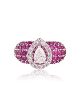 PRATA - Radiant Gemstone Crown Red Ring