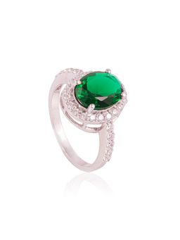 PRATA - Ida Oval Halo Green Ring