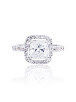 PRATA - Cushion Halo Solitaire White Ring