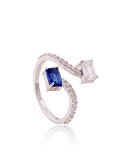 PRATA - Avec Deux Emerald Blue Ring