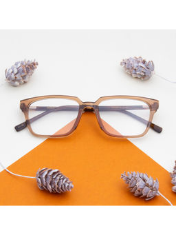 TED SMITH - Unisex Acetate Rectangle Brown Eyeglass Frame (54)