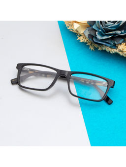 TED SMITH - Unisex Acetate Rectangle Black Eyeglass Frame (54)