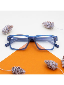 TED SMITH - Unisex Acetate Square Blue Eyeglass Frame (54)