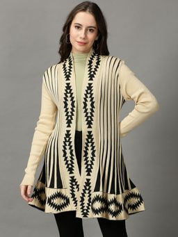SHOWOFFFF - Womens Longline Beige Straight Shrug