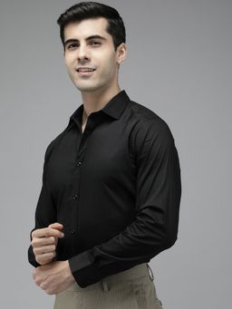 The Bear House - Men Black Solid Slim Fit Formal Shirt