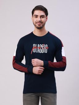 Classic Polo - Navy Blue Printed Slim T-Shirt