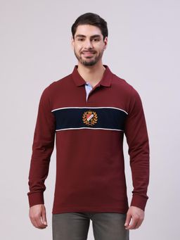 Classic Polo - Maroon Colorblock Slim Polo T-Shirt